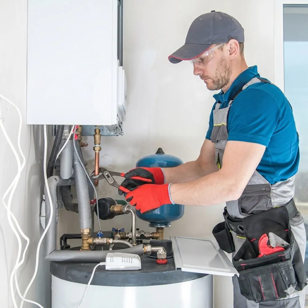 Water heater installation in progress