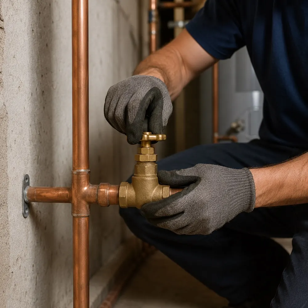Plumber working on main water line